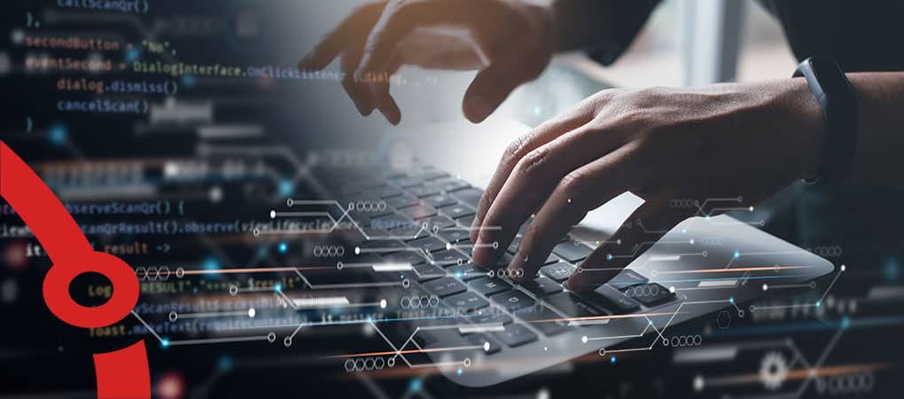 Man using computer in Llanfyllin